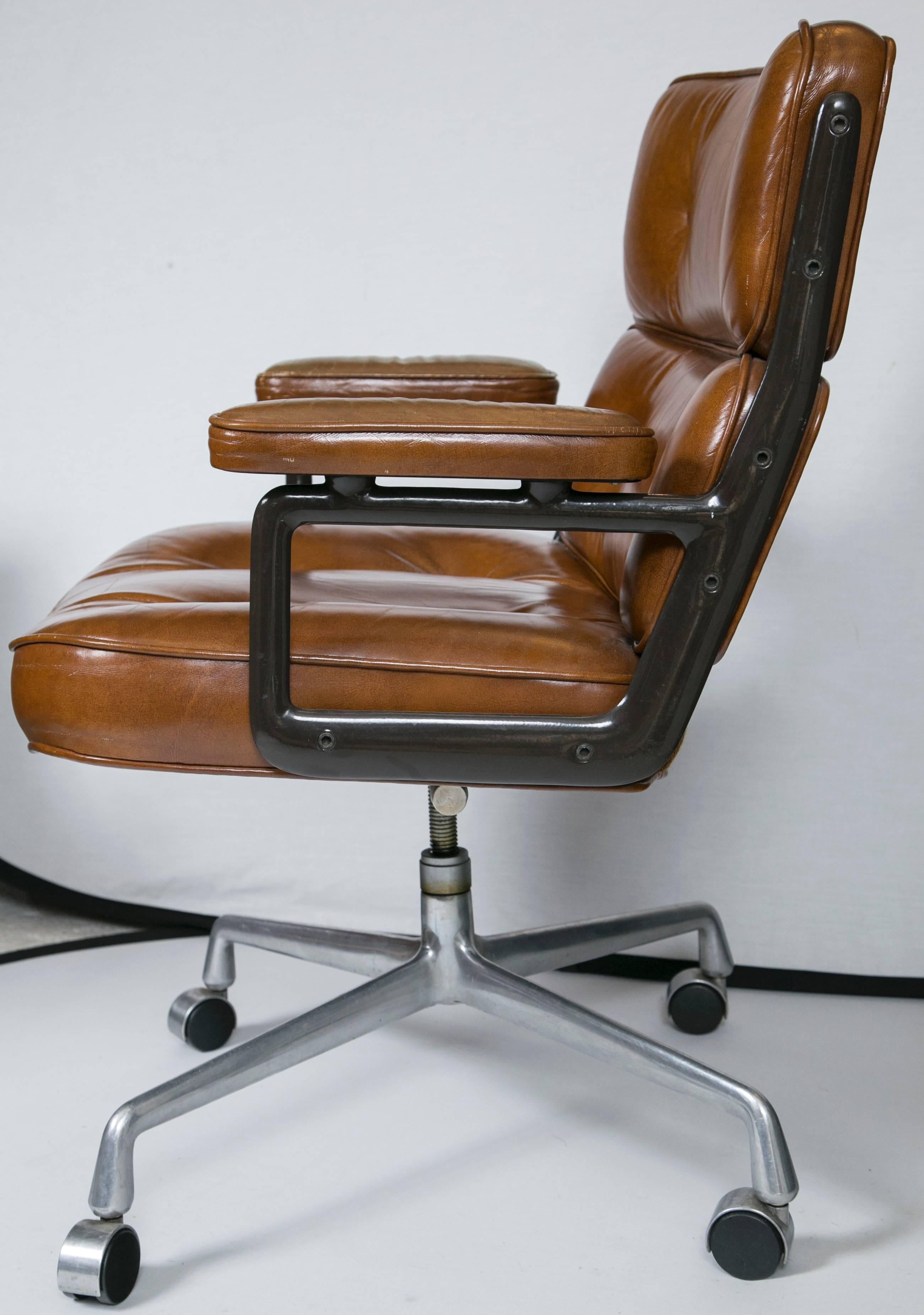 eames brown leather office chair