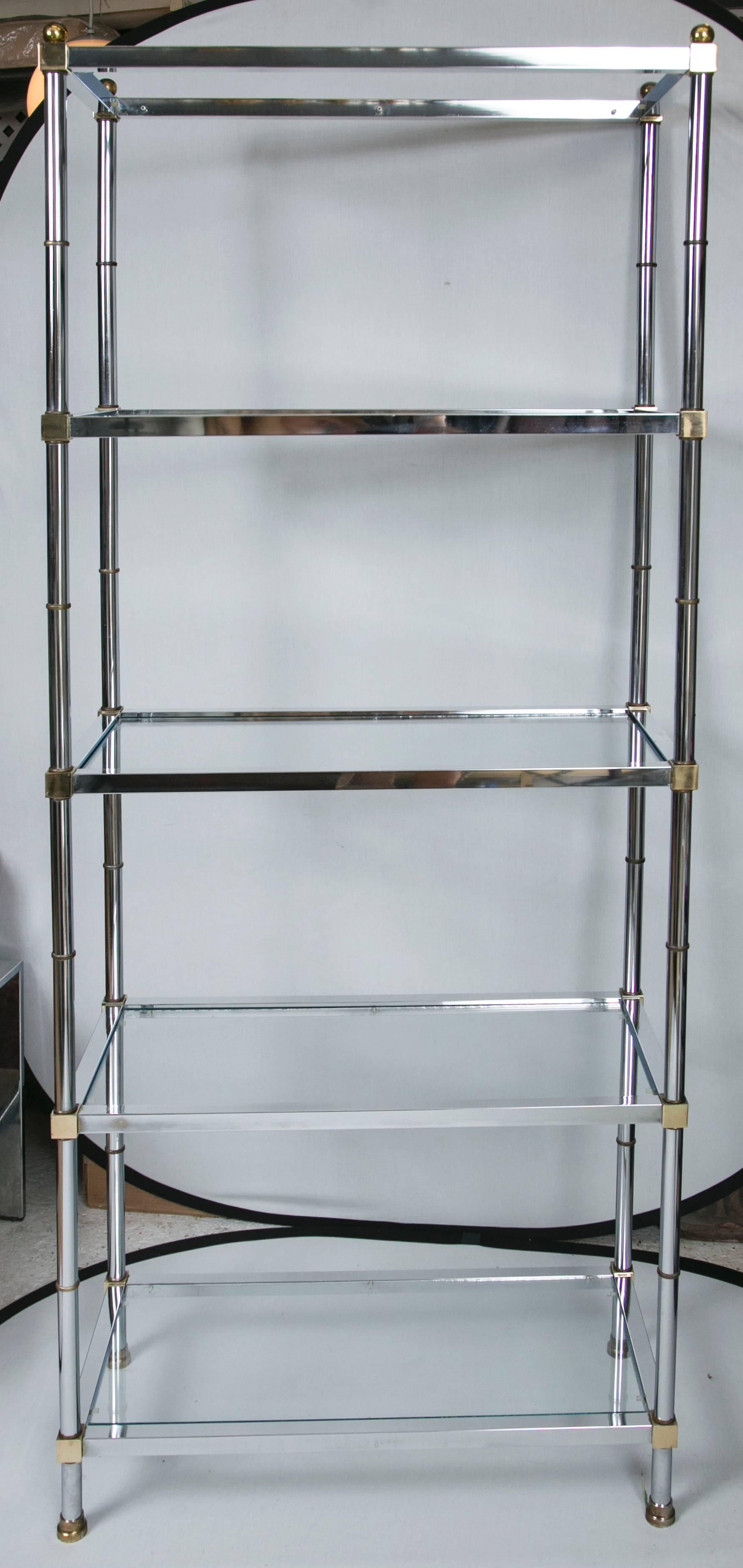 American Maison Jensen Style Brass and Chrome Etagere