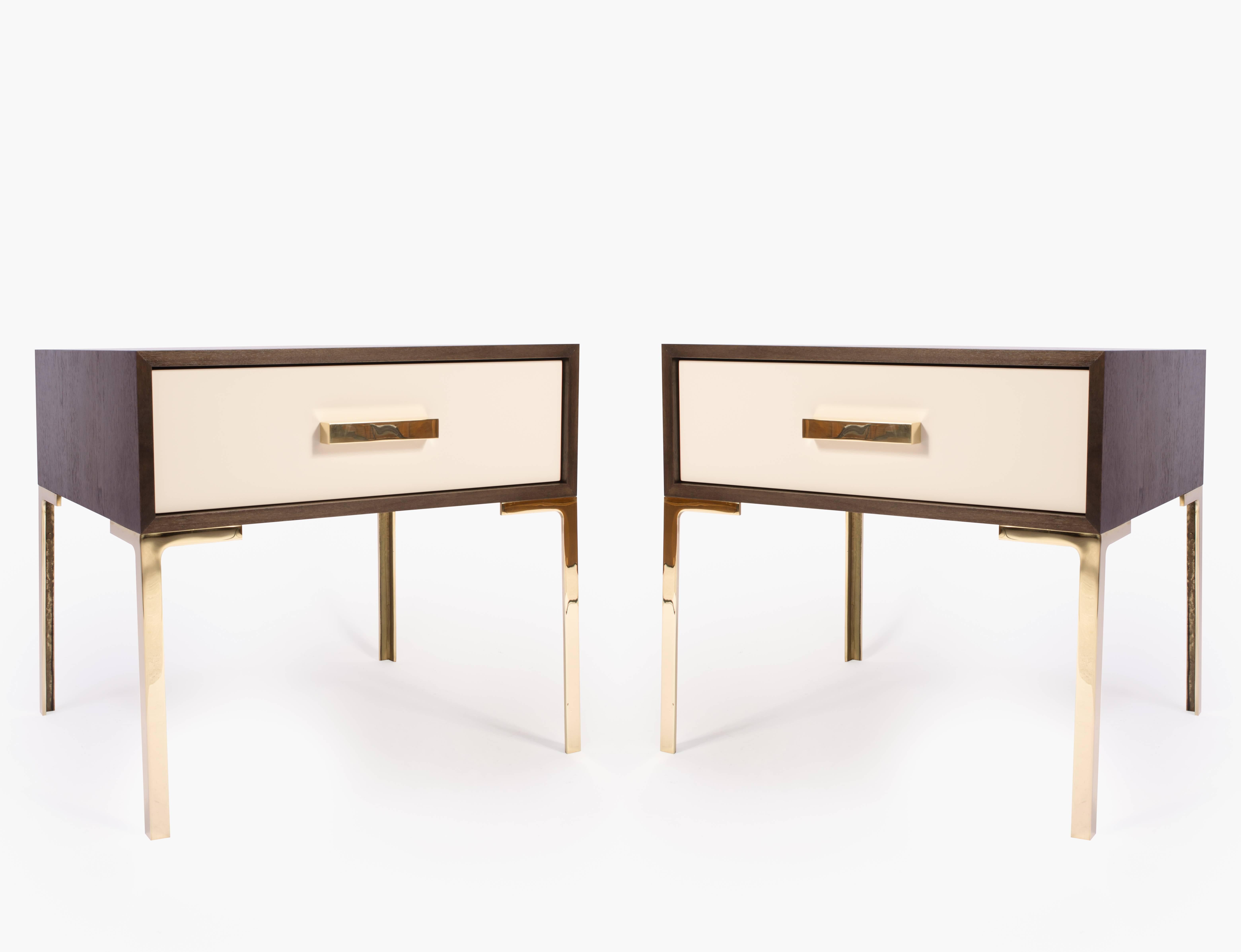 A stunning creation by Montage, the Astor nightstand. These were designed with the Mid-Century in mind embodying delicate proportions and bold use of the highest quality materials. 

Each nightstand has been graced by the hands of multiple local