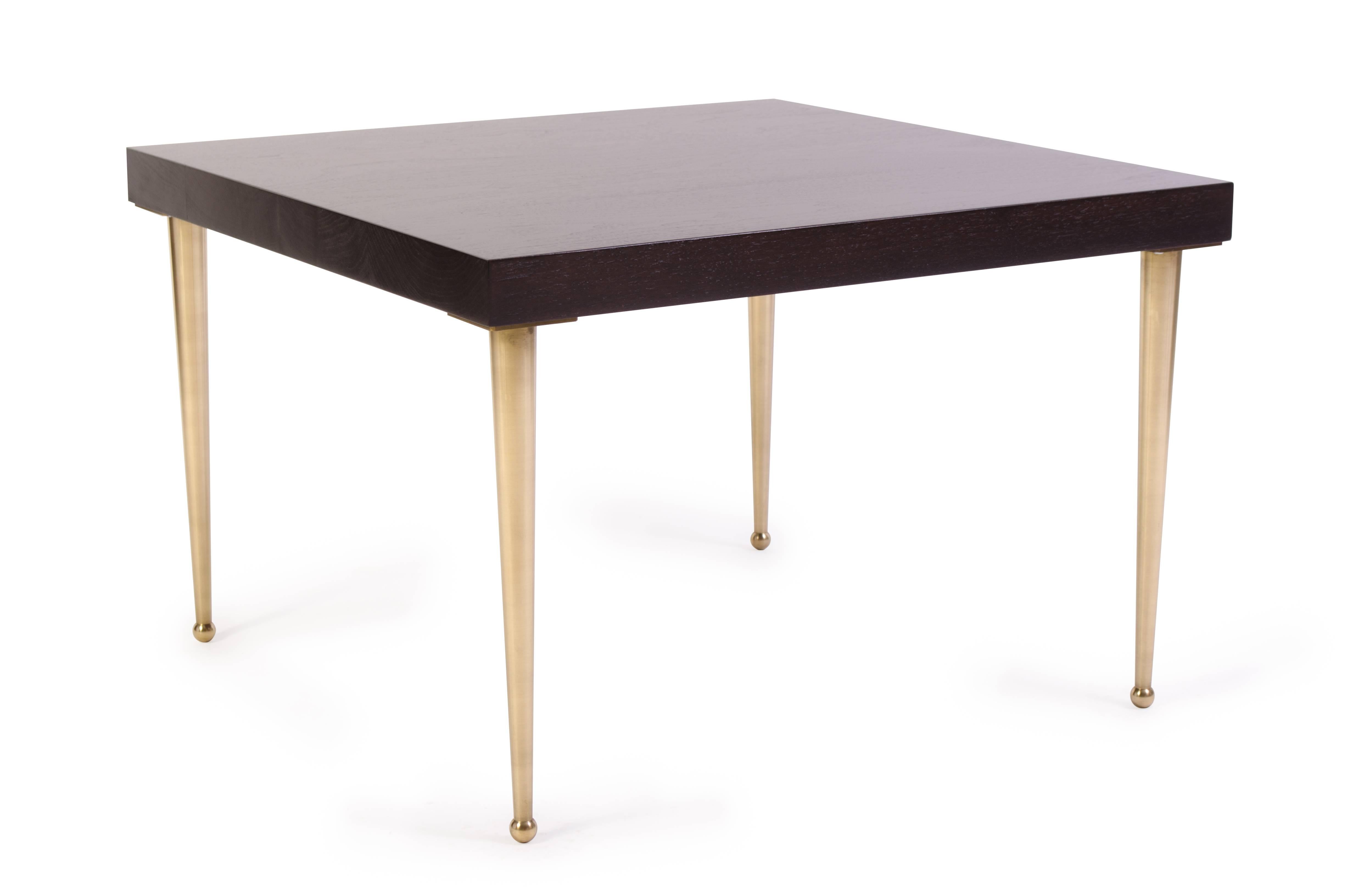 Mid-Century Modern Allister Tables in Ebony Walnut and Turned Brass by Montage