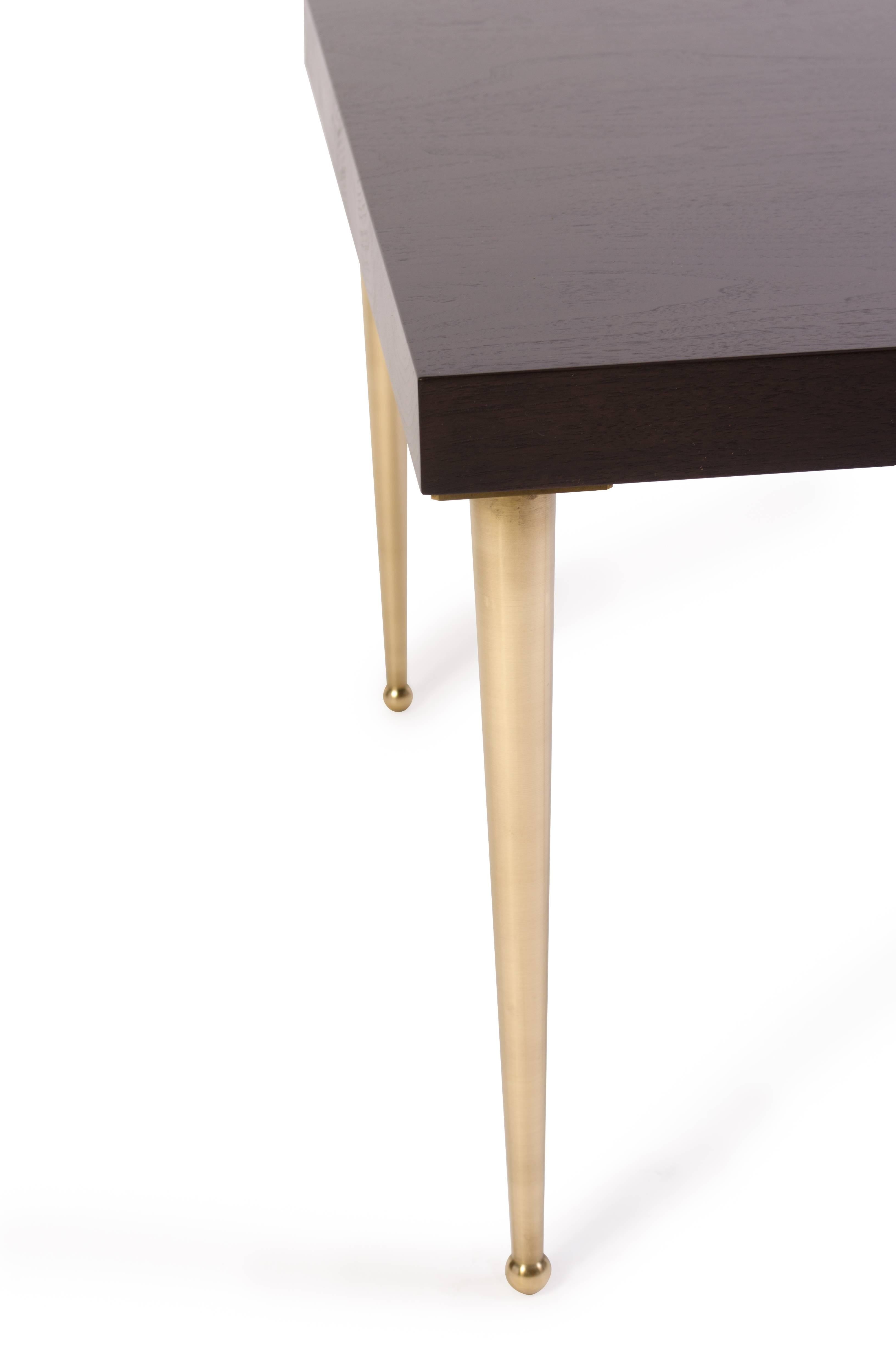 American Allister Tables in Ebony Walnut and Turned Brass by Montage