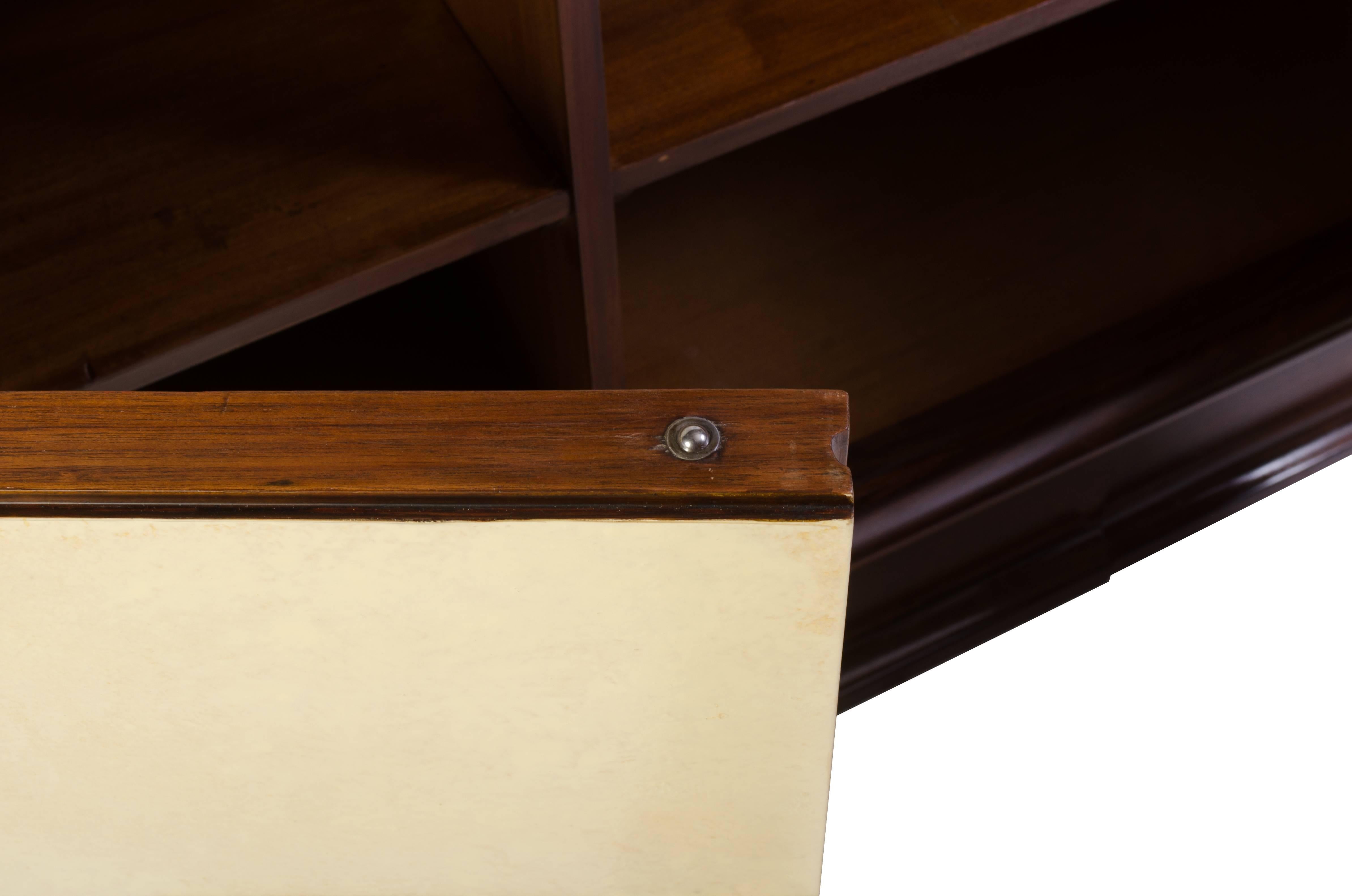 Mid-20th Century Art-Deco Vellum & Mahogany Sideboard Attributed to Paul Dupré-Lafon