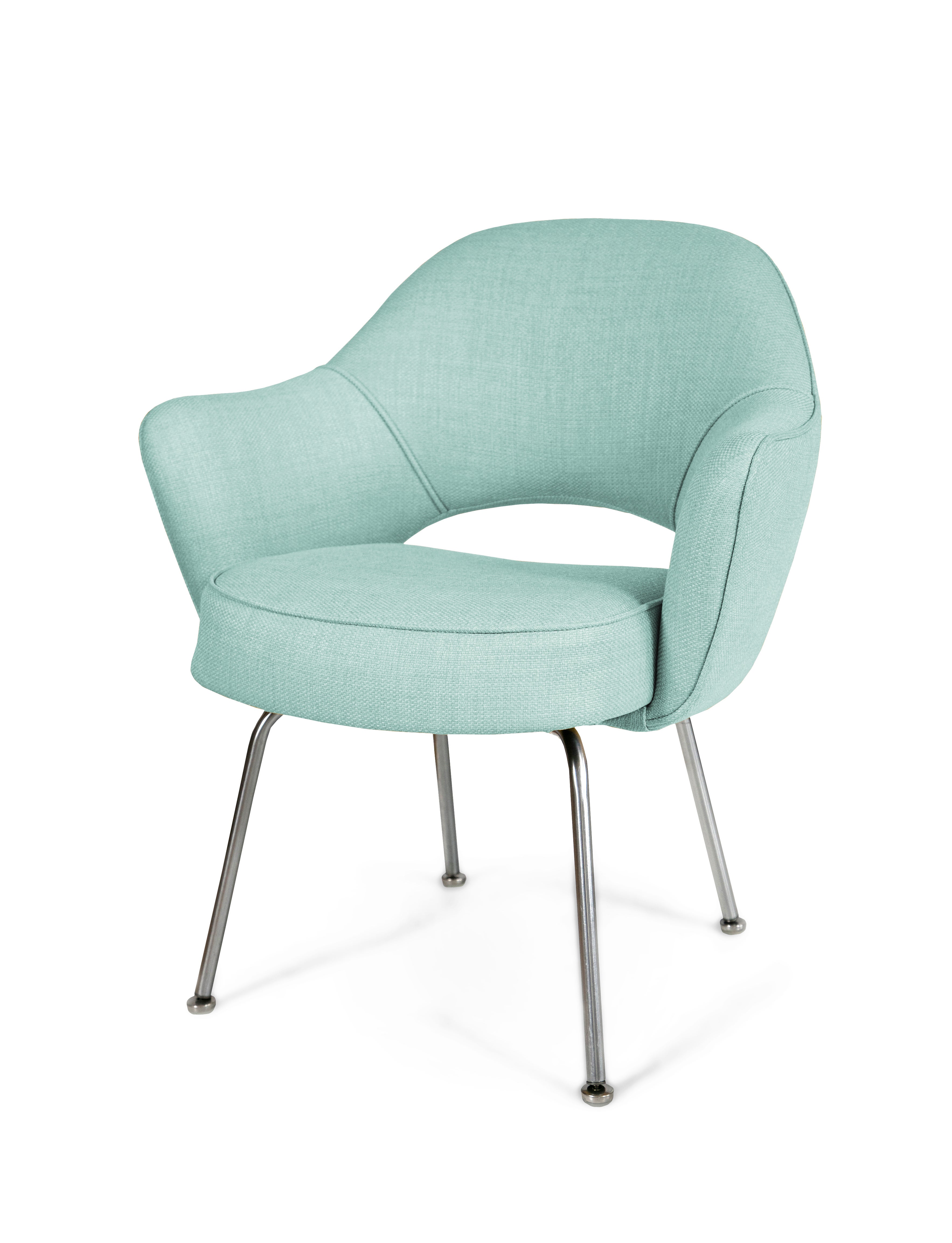 Saarinen Executive Arm Chairs In Powder Blue Weave, Set Of Saarinen Executive Arm Chairs In Powder Blue Weave, Set Of