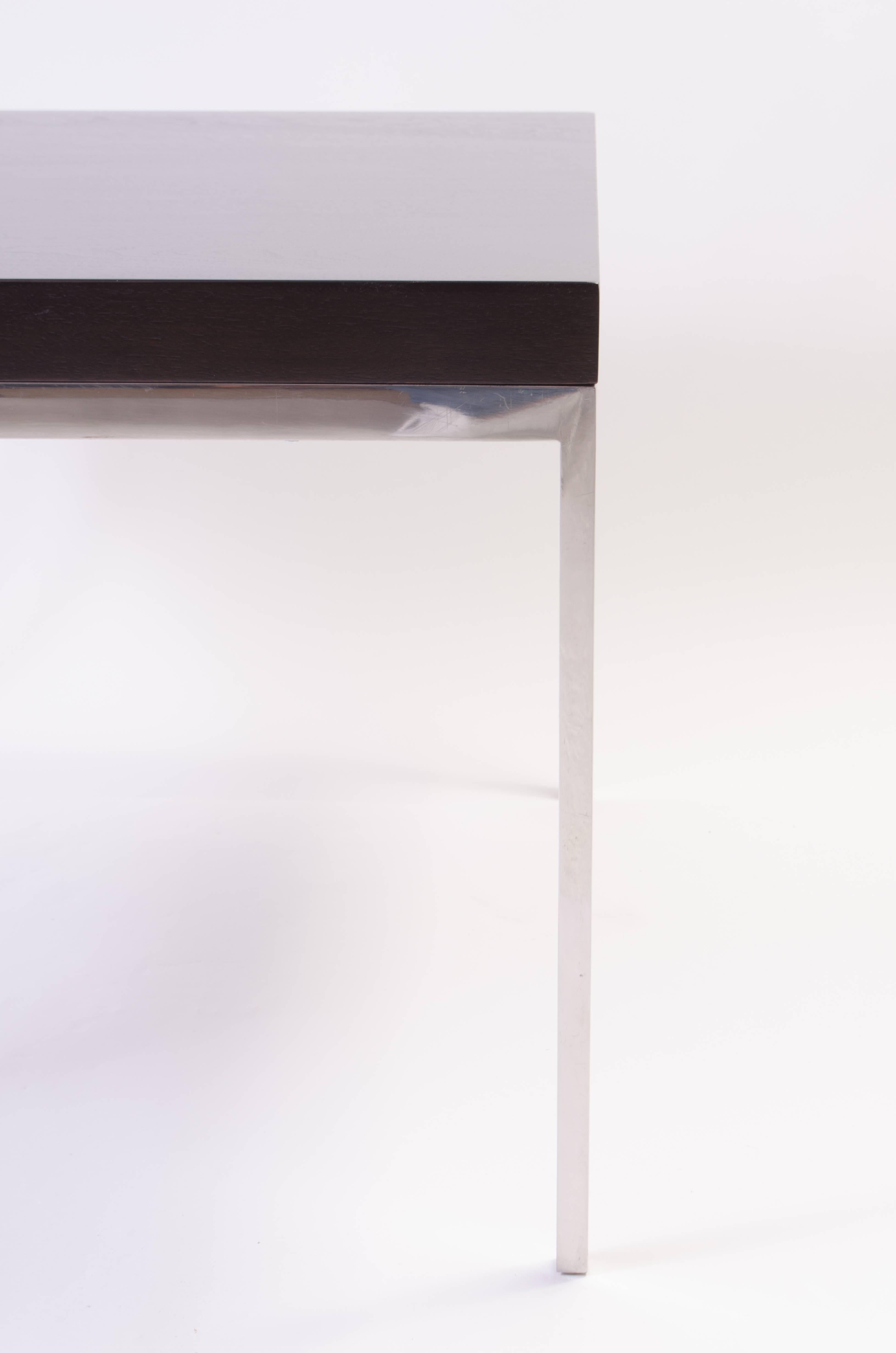 American Walnut and Chrome Modernist Side Table For Sale