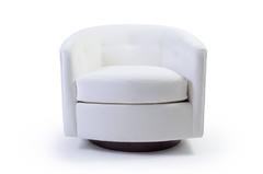 Milo Baughman for Selig Swivel Chair in Snowy White Velvet