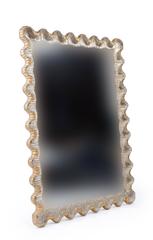 Italian Gold and Silver Scalloped Wood Mirror