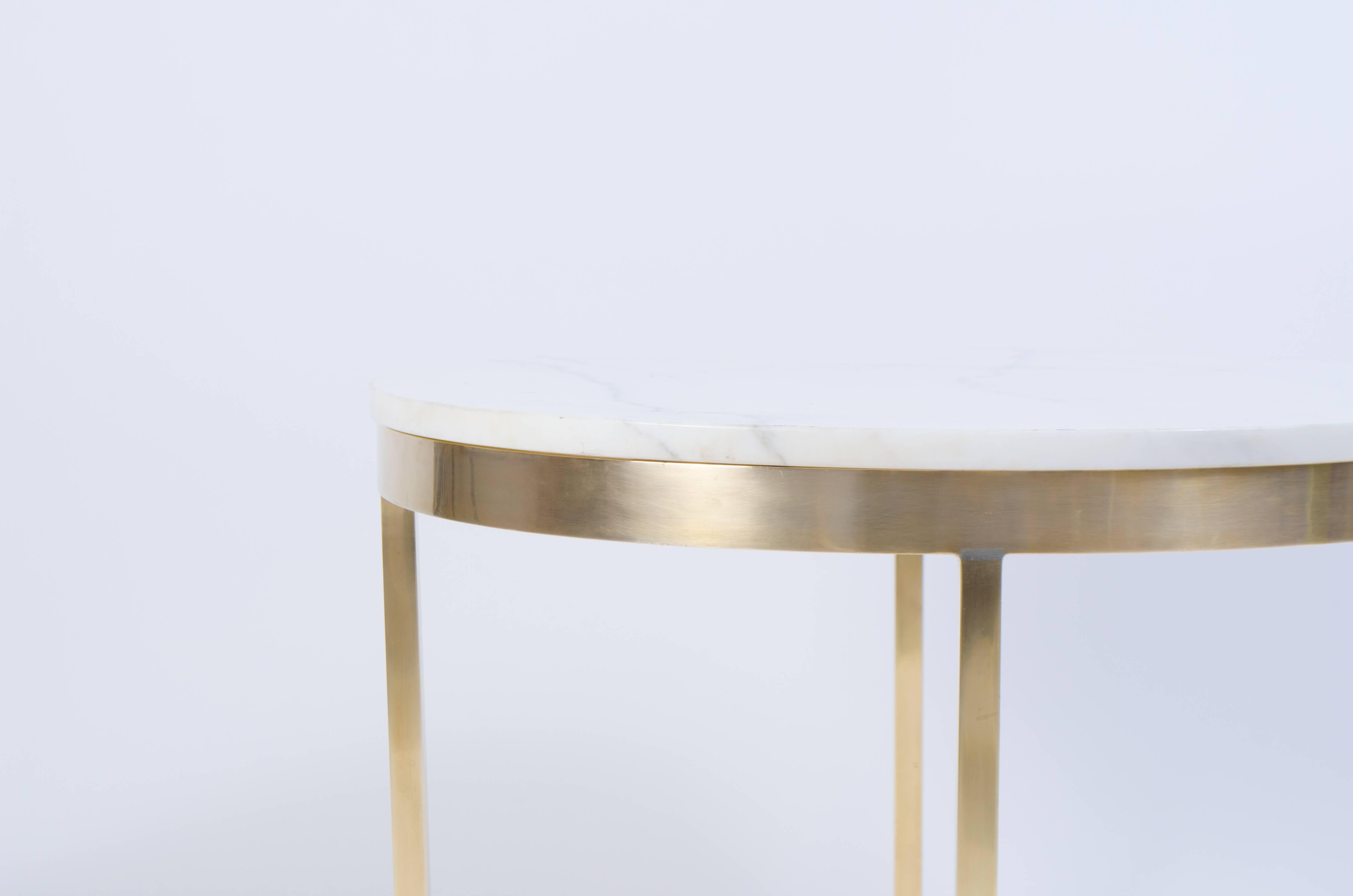 American Brass and Marble Round Accent Table by Nicos Zographos