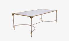 Brass and Steel Cocktail Table in the Manner of Maison Jansen