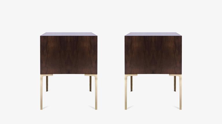 Modern nightstands black and white pair of parchment. astor tall brass nightstands in ebony and ivory walnut by montage