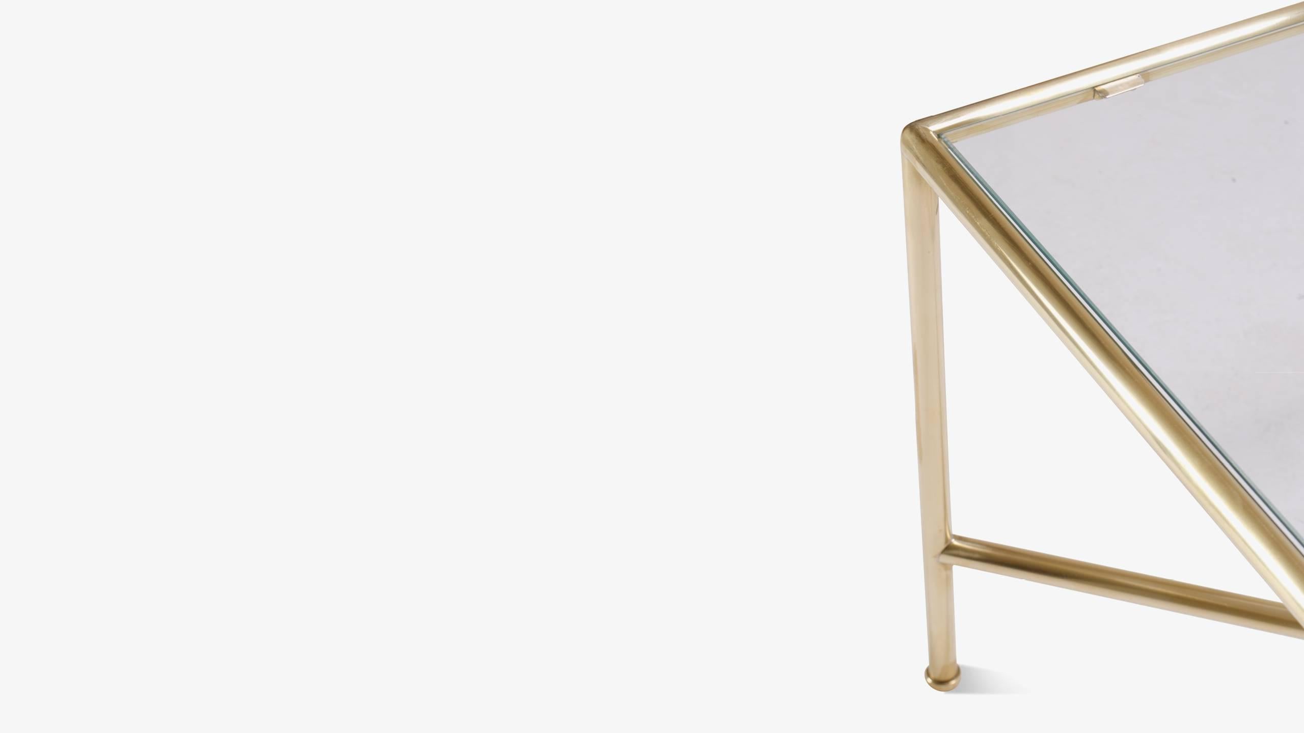 American Brass and Glass Tubular Square Cocktail Table