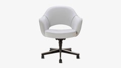 Saarinen Executive Arm Chair in Fog Luxe Suede, Swivel Base