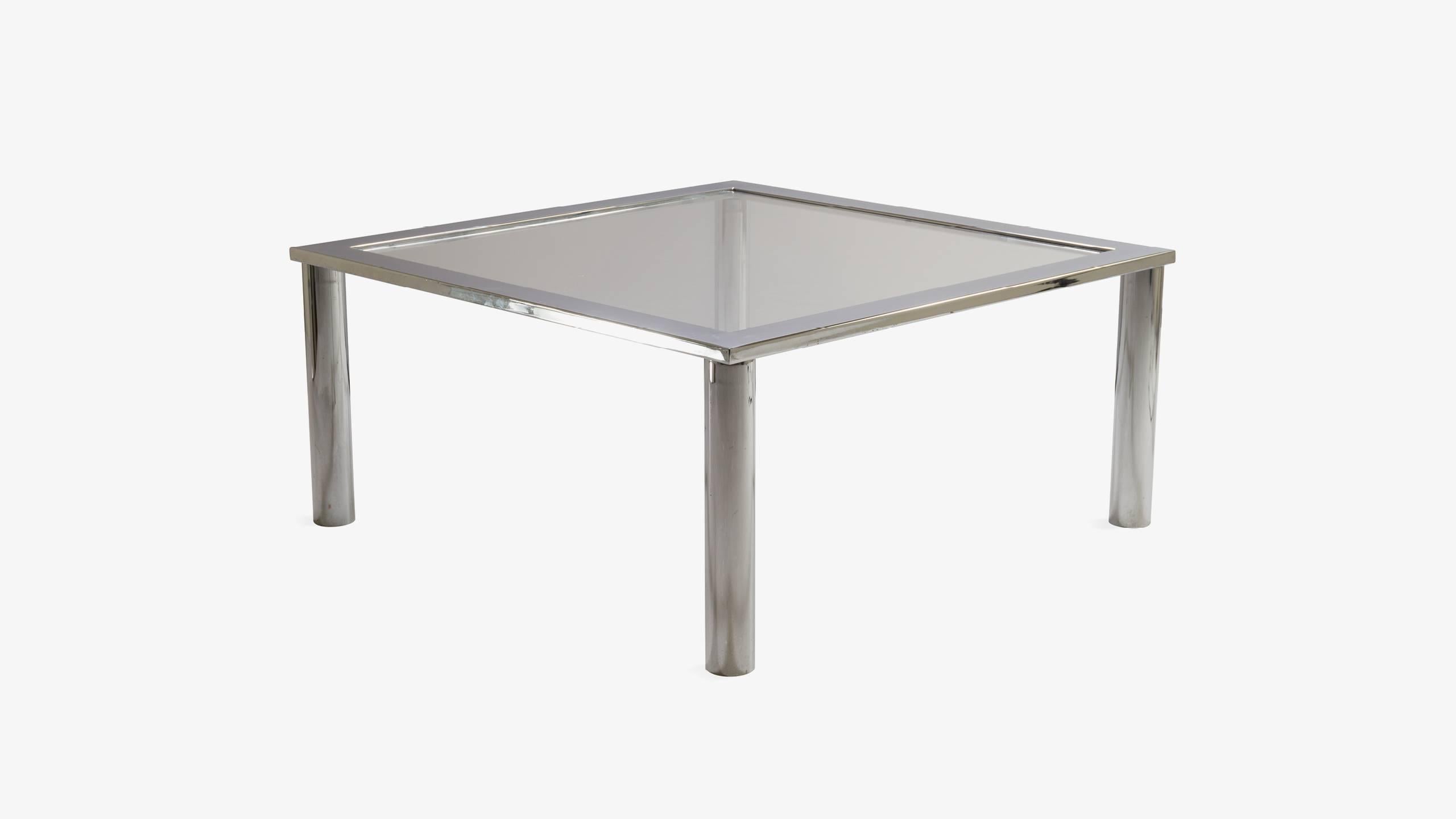 A great addition to any living space. This midcentury cocktail table features a clean lined geometric design, makes quite a statement. A great size for a space to be designed around, very much in the style of Pace. This table features brand new