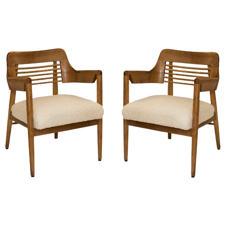 Pair of MidCentury Open Louvered Arm Chairs by Bl Marble Chair Co at