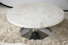 Retro Italian Carrara Marble and Chrome Accent Table
