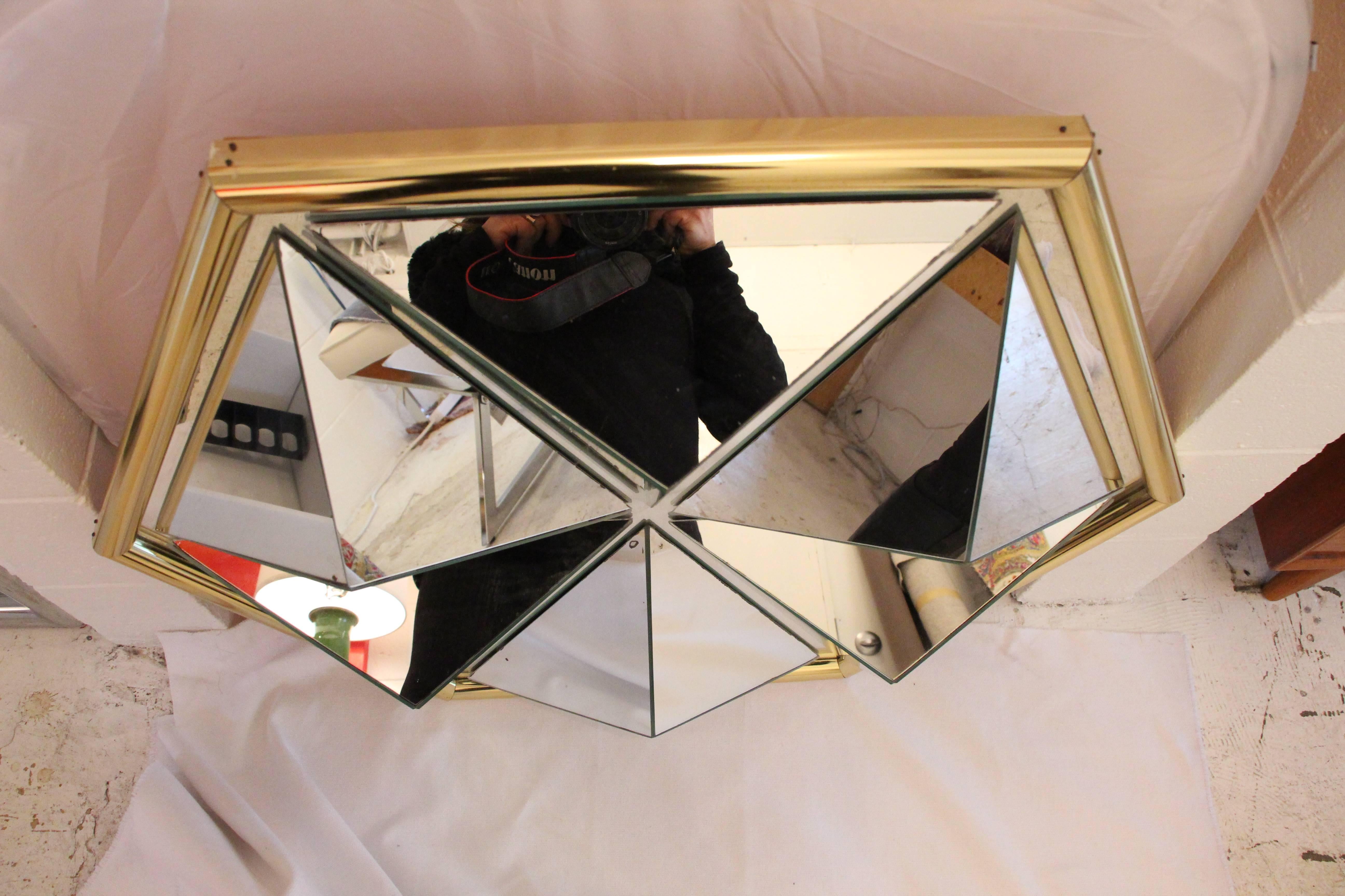 Brass Mid-Century Modern Prism Mirror