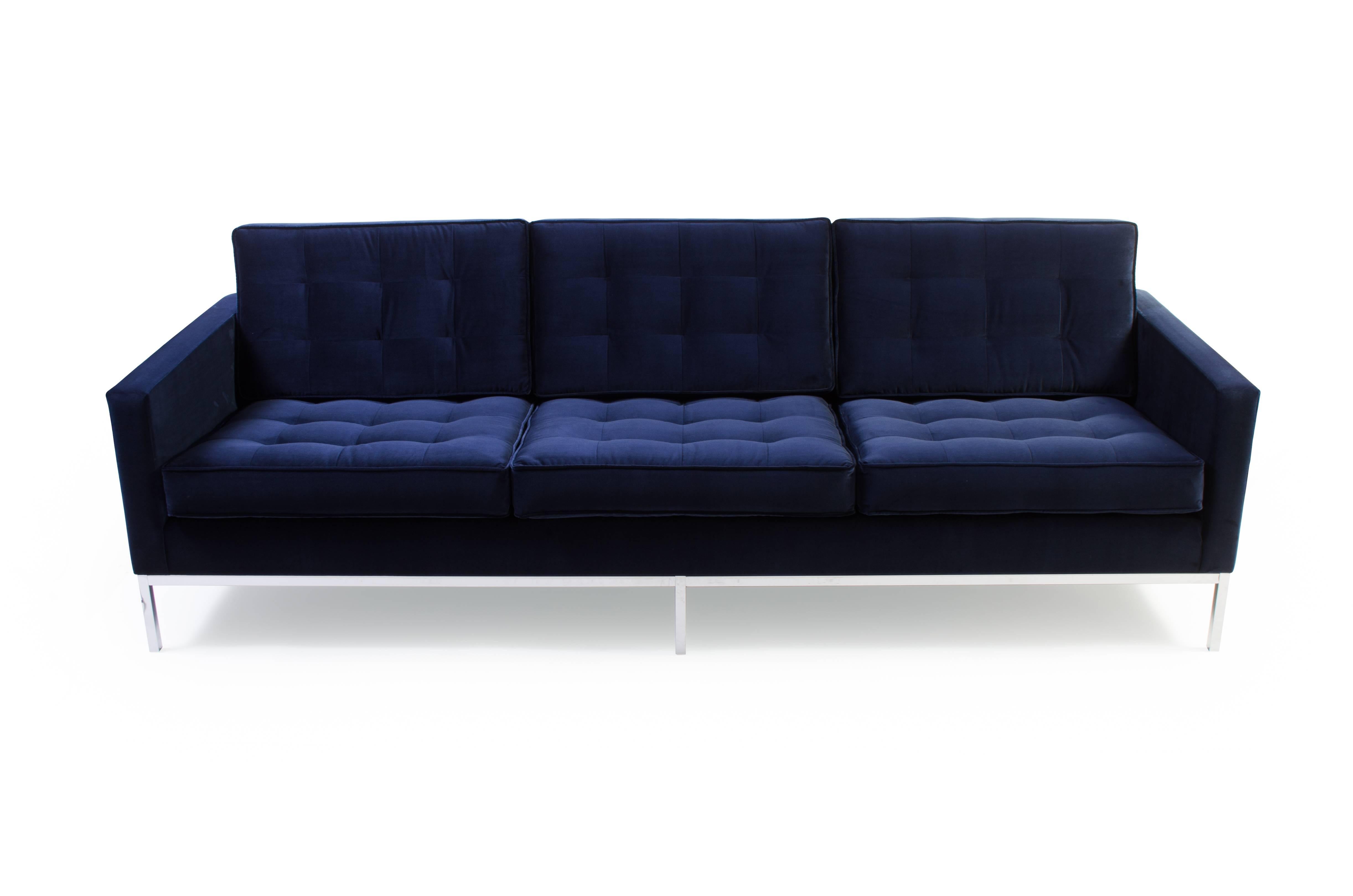 Florence Knoll Sofa In Navy Velvet
