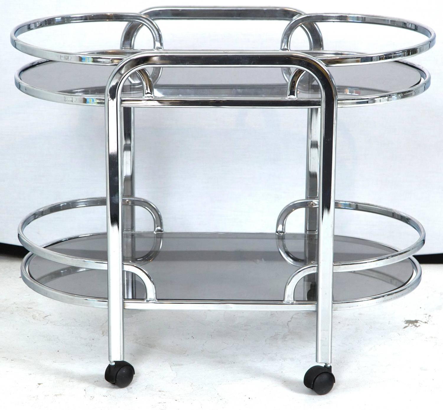 Vintage ArtDeco Chrome Bar Cart at 1stdibs