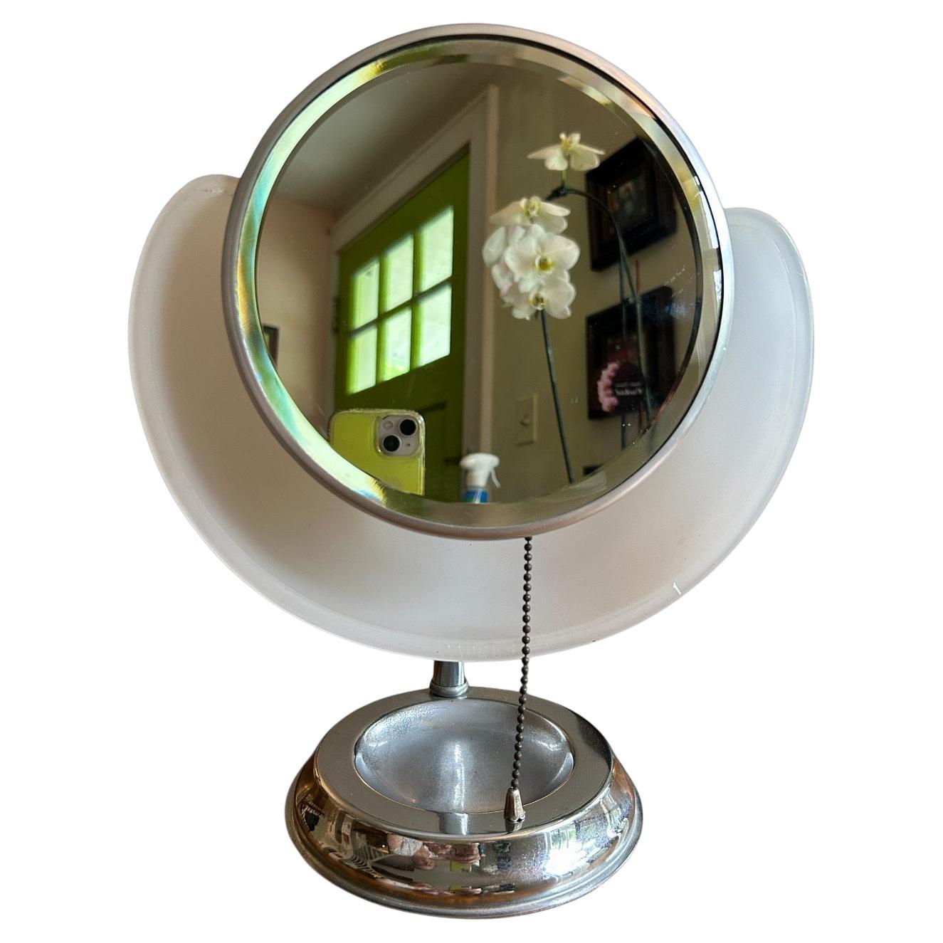 LaPeer Lamp Company lampe de coiffeuse chromée de l'époque Hollywood Deco 1920 en vente