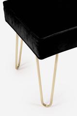 Petite Brass Hairpin Ottomans in Noir Velvet by Montage
