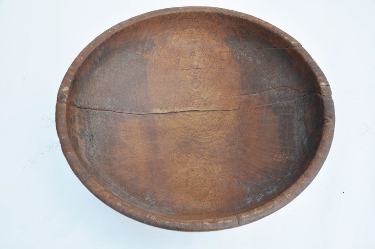 Large Wooden Bowl In Good Condition For Sale In Phoenix, AZ