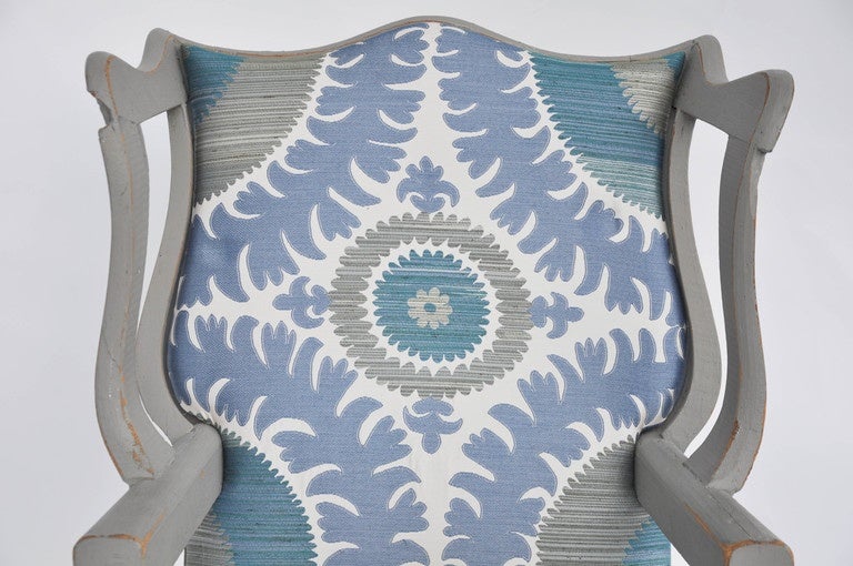 Antique Boston Wing Chair reupholstered in Donghia fabric for a Modernique® look