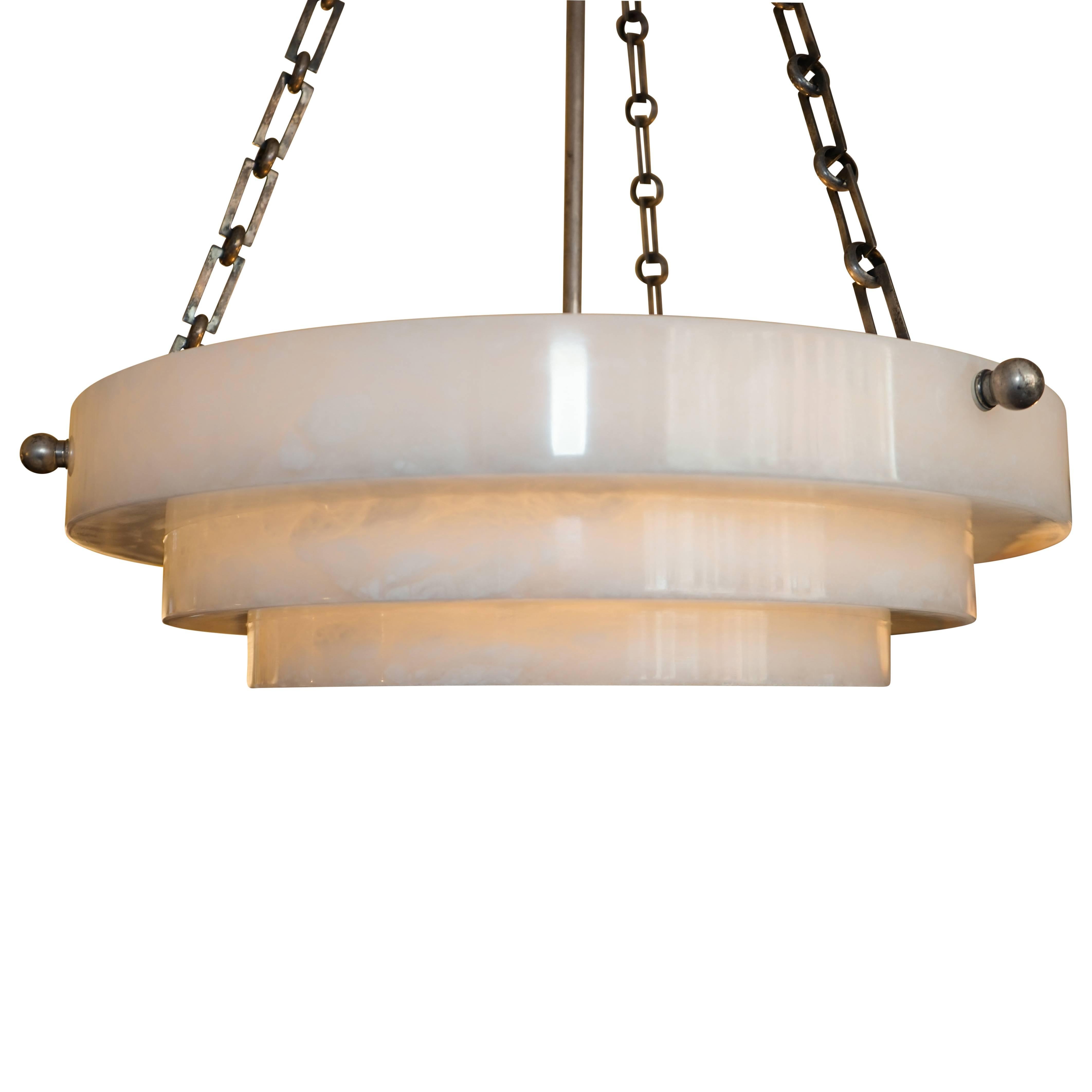 Alabaster Light Fixture In Excellent Condition In New York, NY