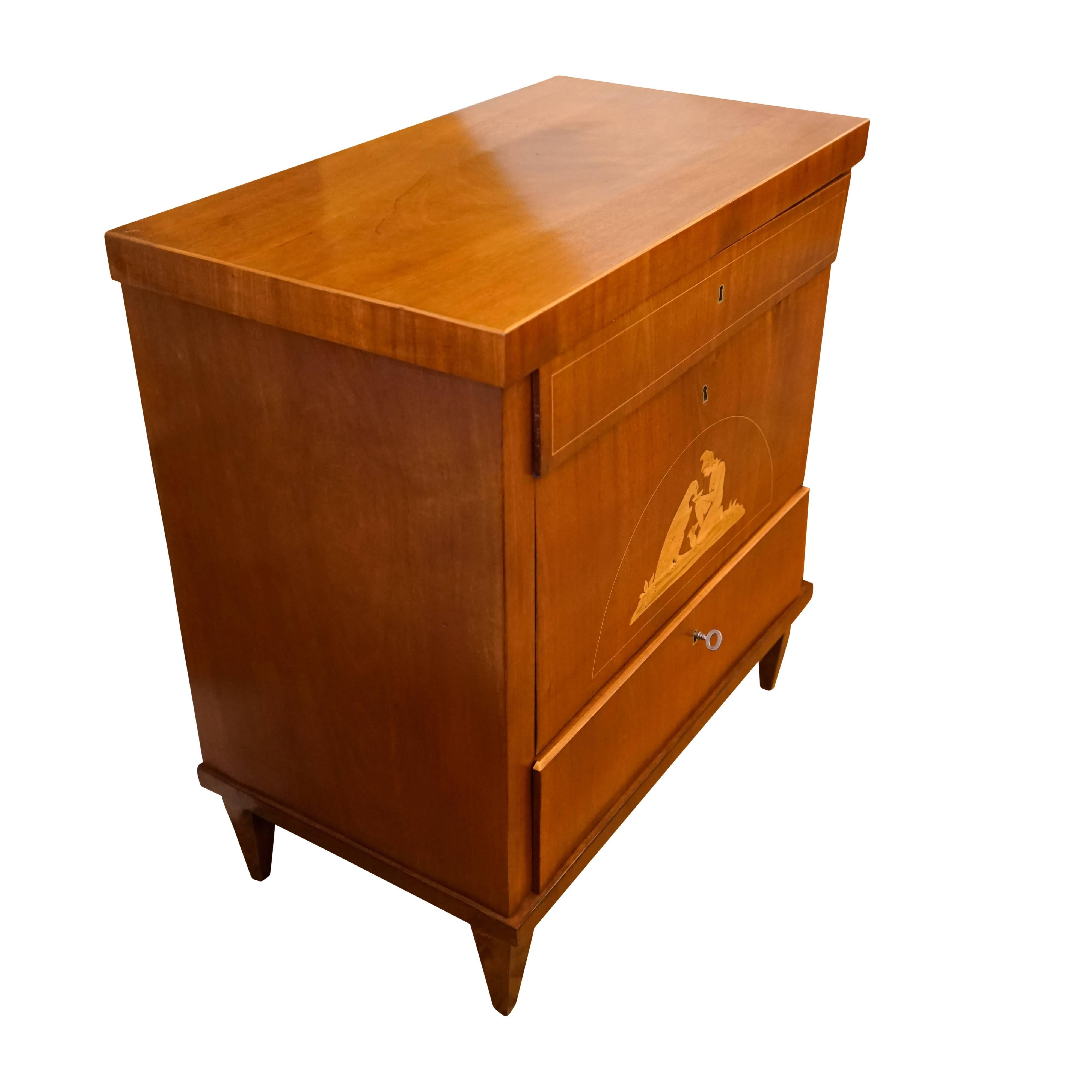 Marquetry Biedermeier Chest of Drawers For Sale