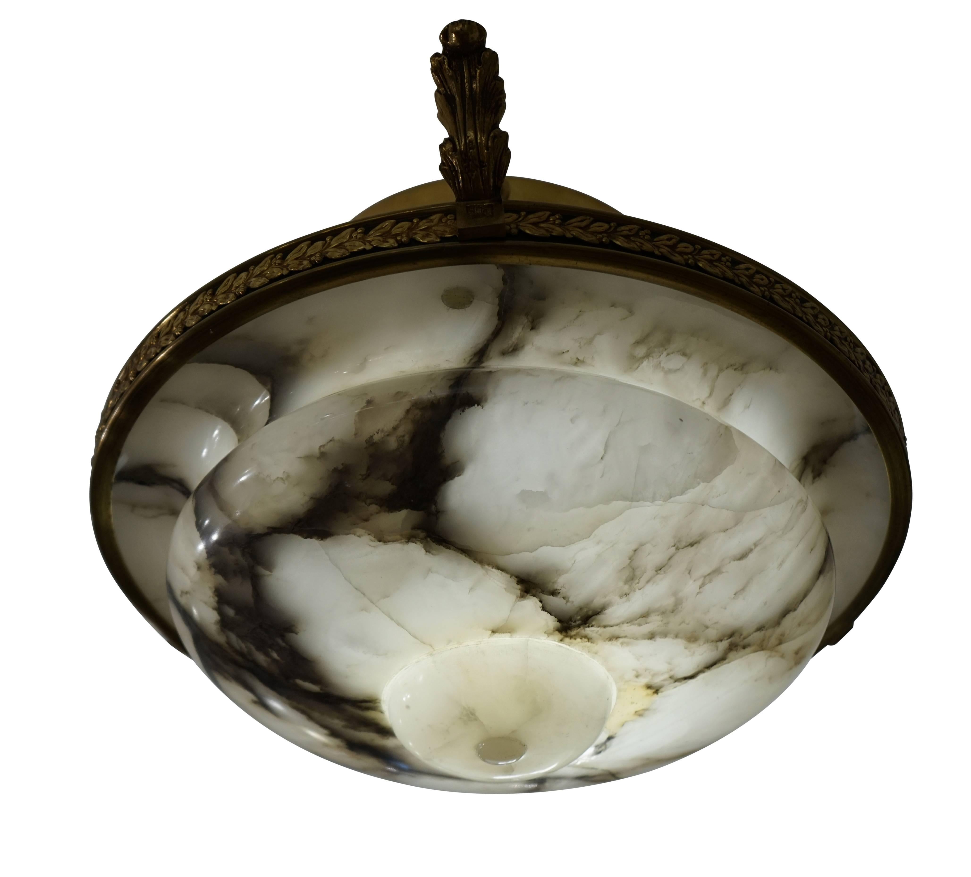 Neoclassical Alabaster Light Fixture