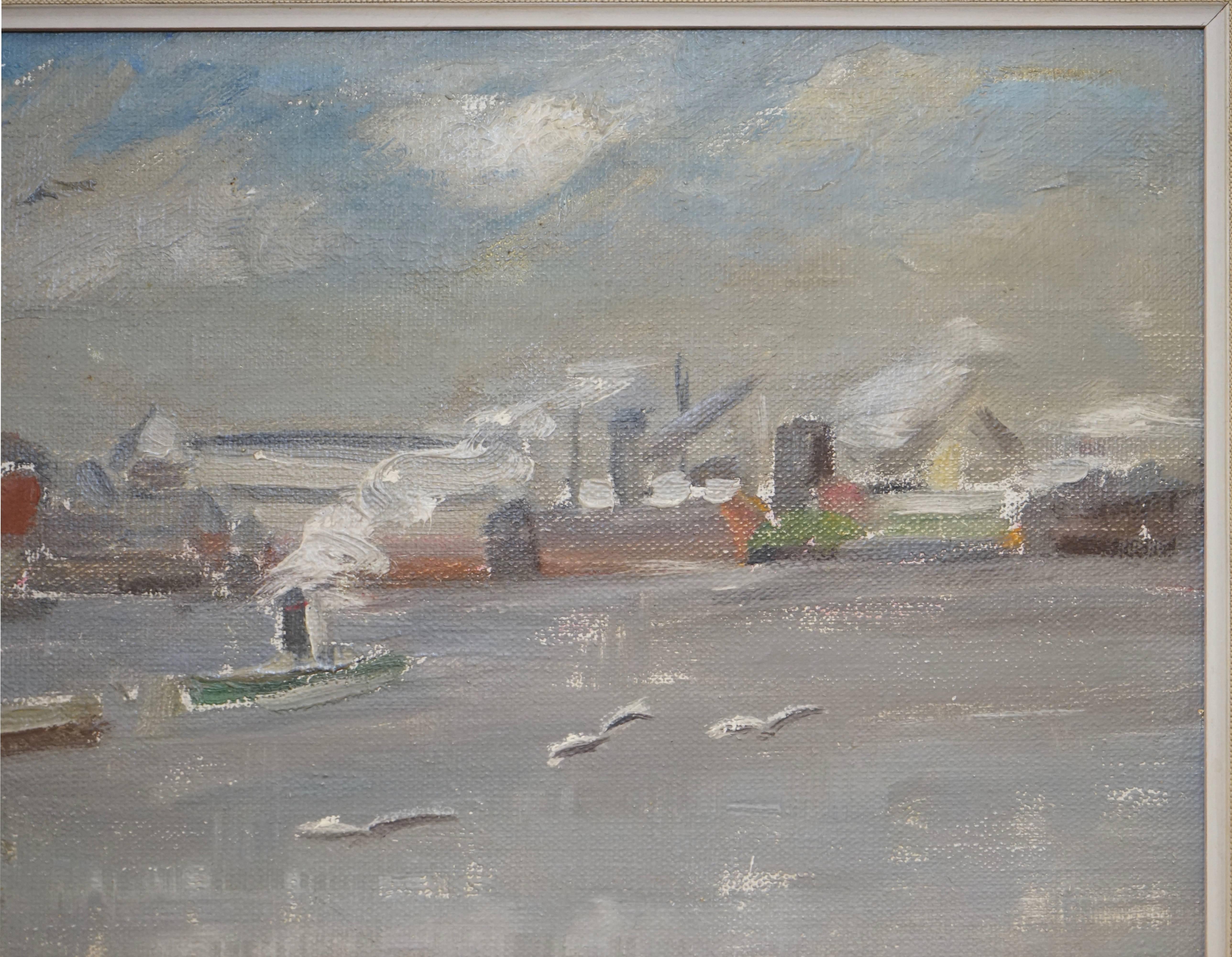 Industrial Swedish Seascape For Sale
