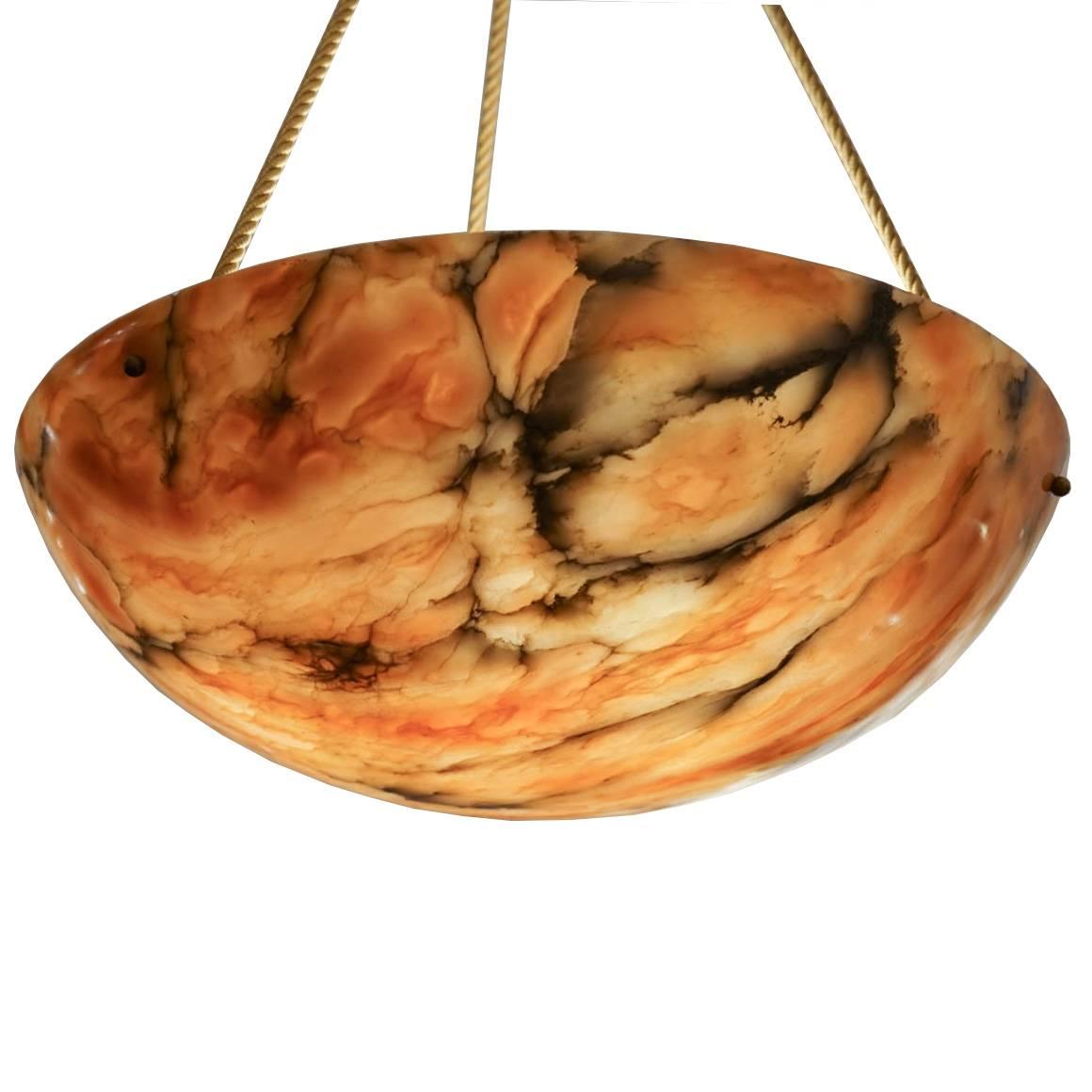 Hand-Carved Fiery Alabaster Pendant