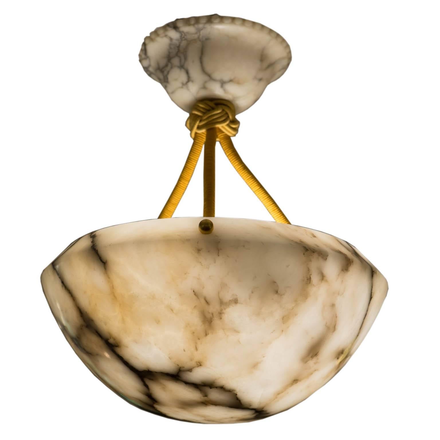 Petite Alabaster Light Fixture In Excellent Condition In New York, NY