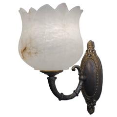 Alabaster Lotus Blossom Sconces