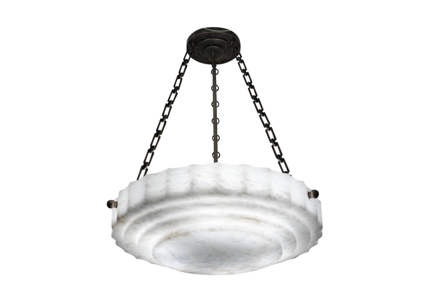 Swedish Intricate, Art Deco Alabaster Light Fixture