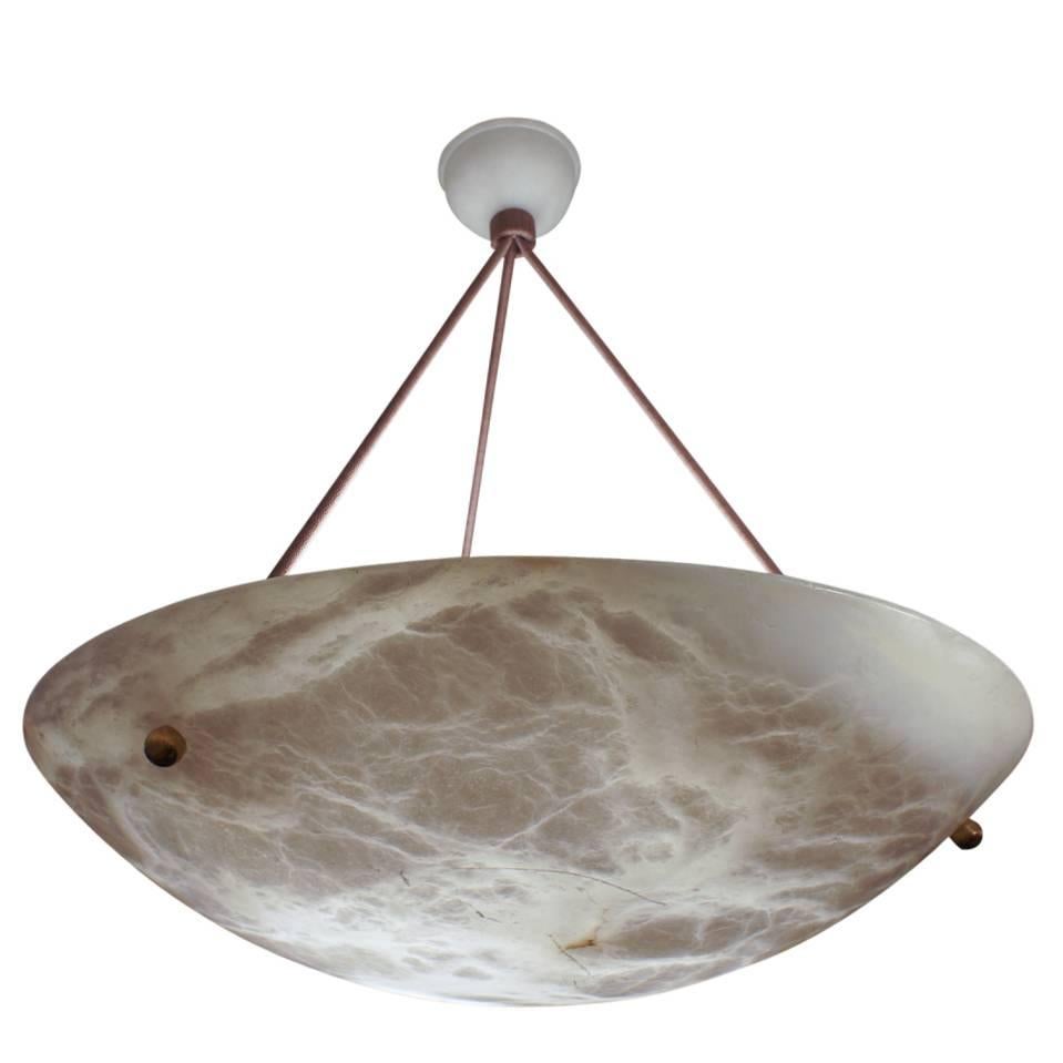 Swedish Art Deco Alabaster Light Fixture, circa 1930s In Excellent Condition In New York, NY