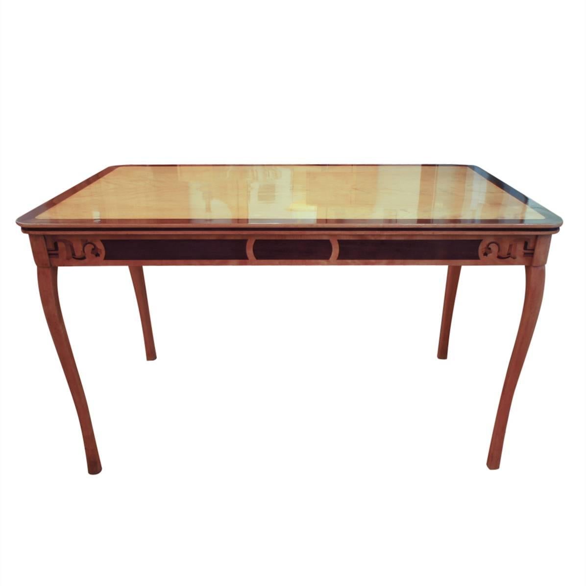 1920s Library/Dining Table Incorporating All the Woods of the Swedish Forest In Excellent Condition In New York, NY