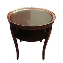 Swedish Smoking Table, This Side 1920s Table Features a Hammered Copper Tray