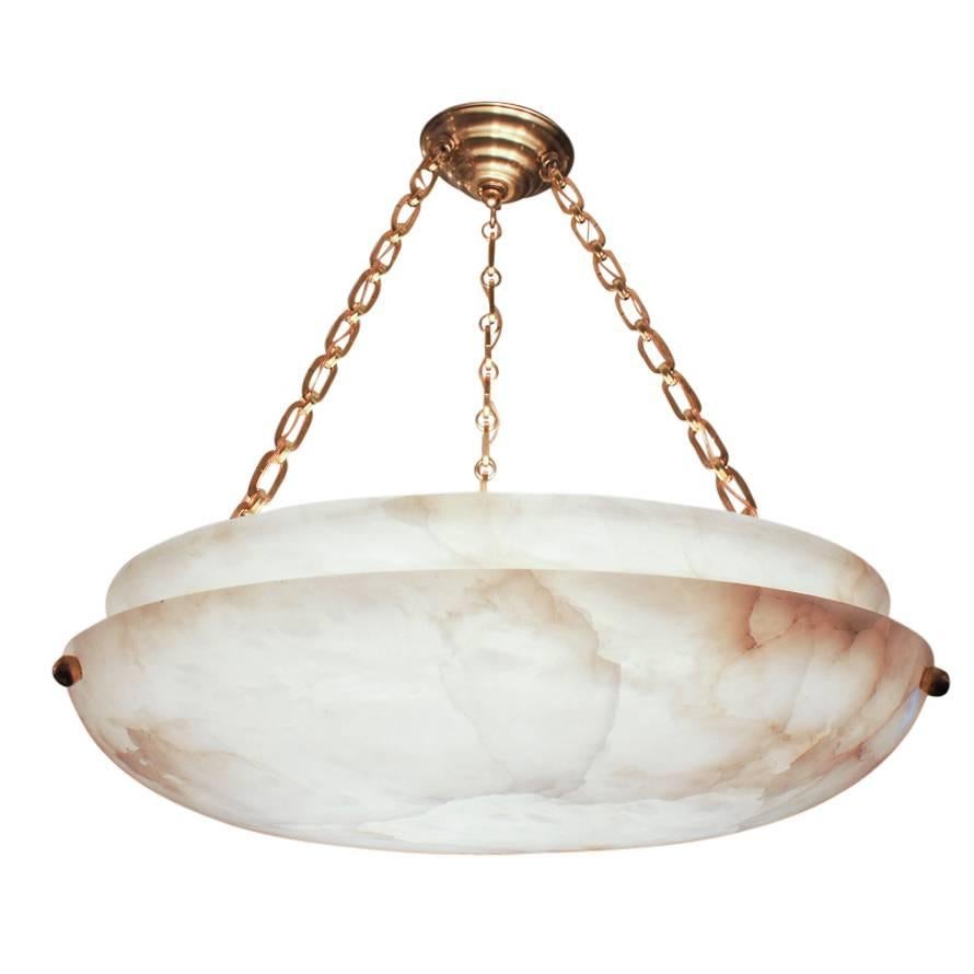 Swedish Muted Yet Hard-Edged, This Alabaster from 1920s Sweden Rocks Shiny Brass Chains