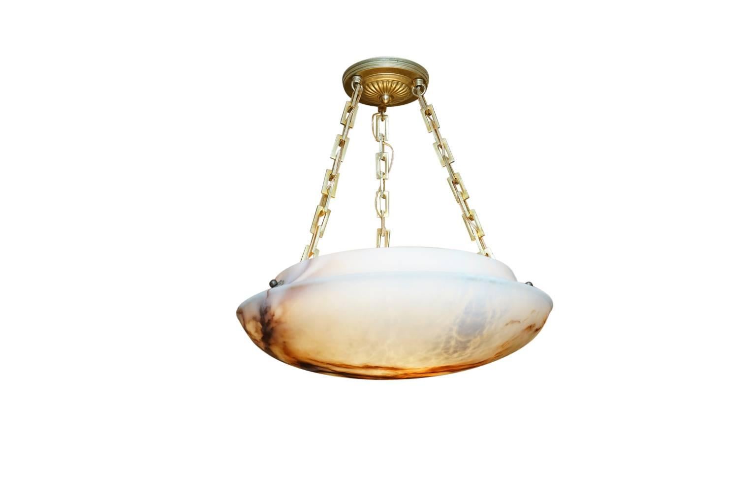 Jugendstil Lampe à suspension en albâtre de couleur terre cuite, vers 1900 en vente