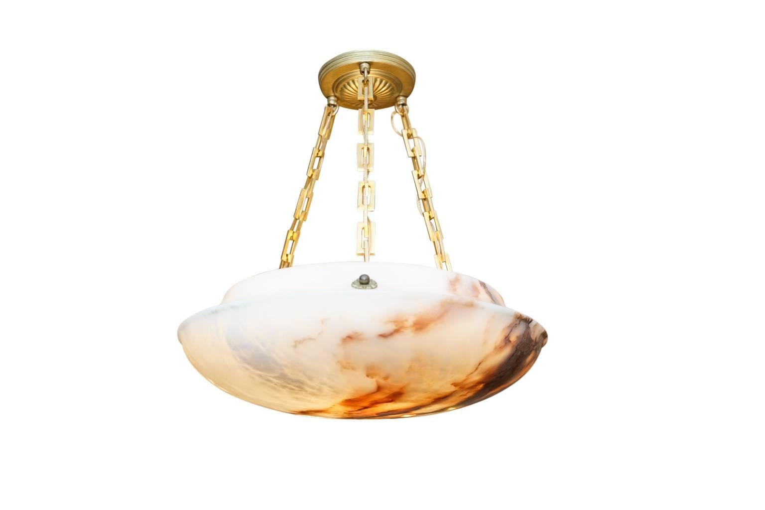 Suédois Lampe à suspension en albâtre de couleur terre cuite, vers 1900 en vente