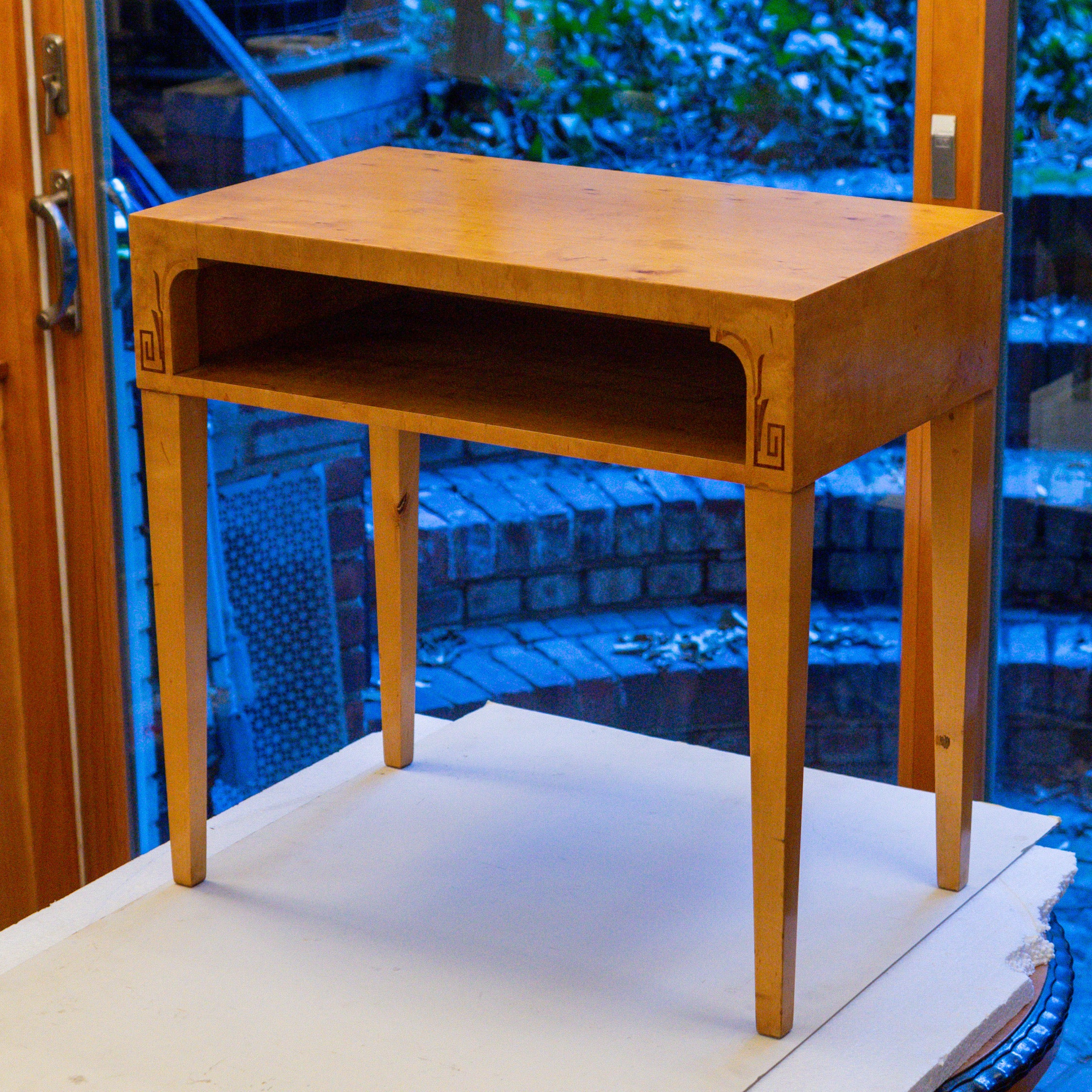 Art Deco End Table in Birch For Sale
