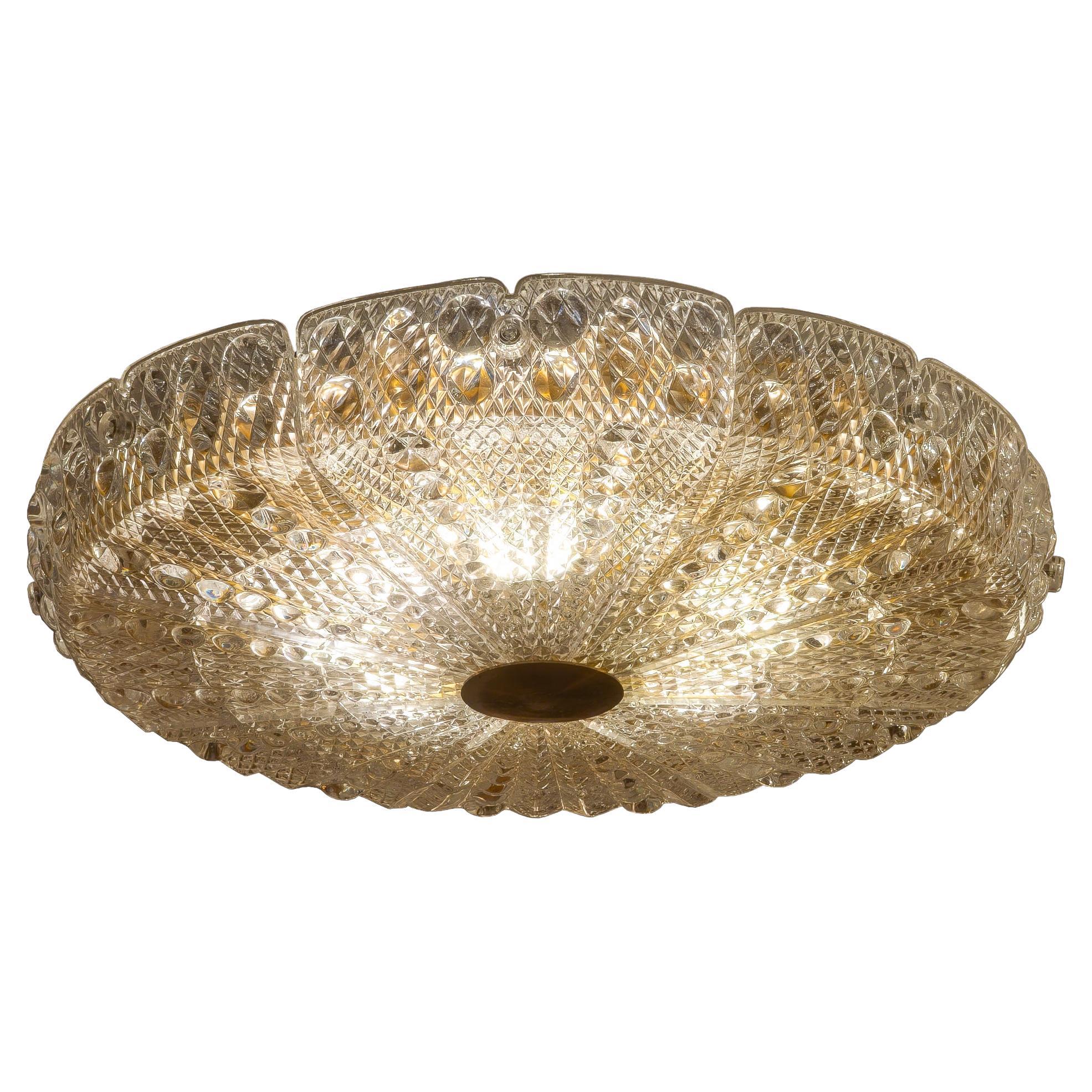 Orrefors Glass Ceiling Fixture, Sweden 1950