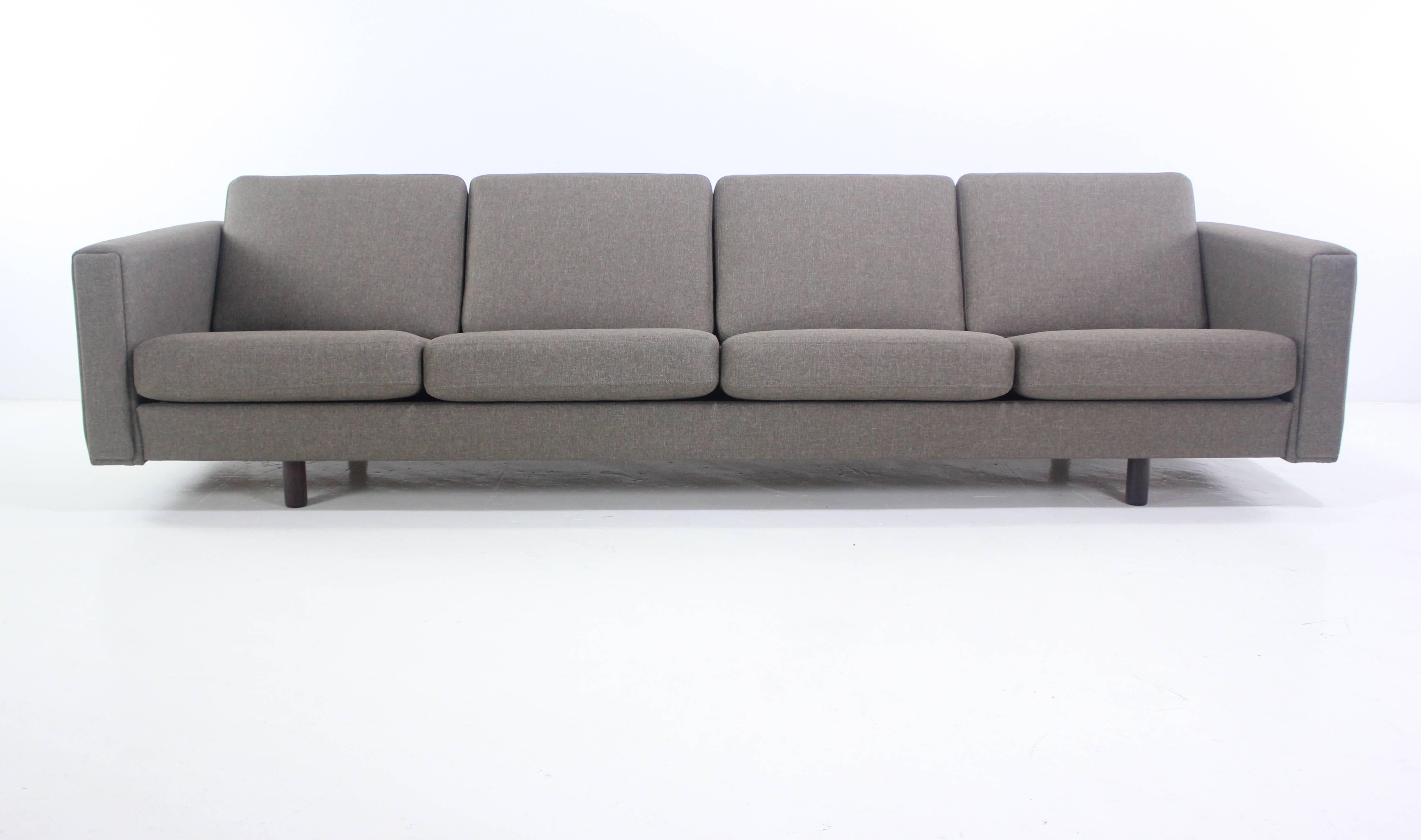 Scandinavian Modern Dramatic Danish Modern Four-Place Sofa Designed by Hans Wegner For Sale