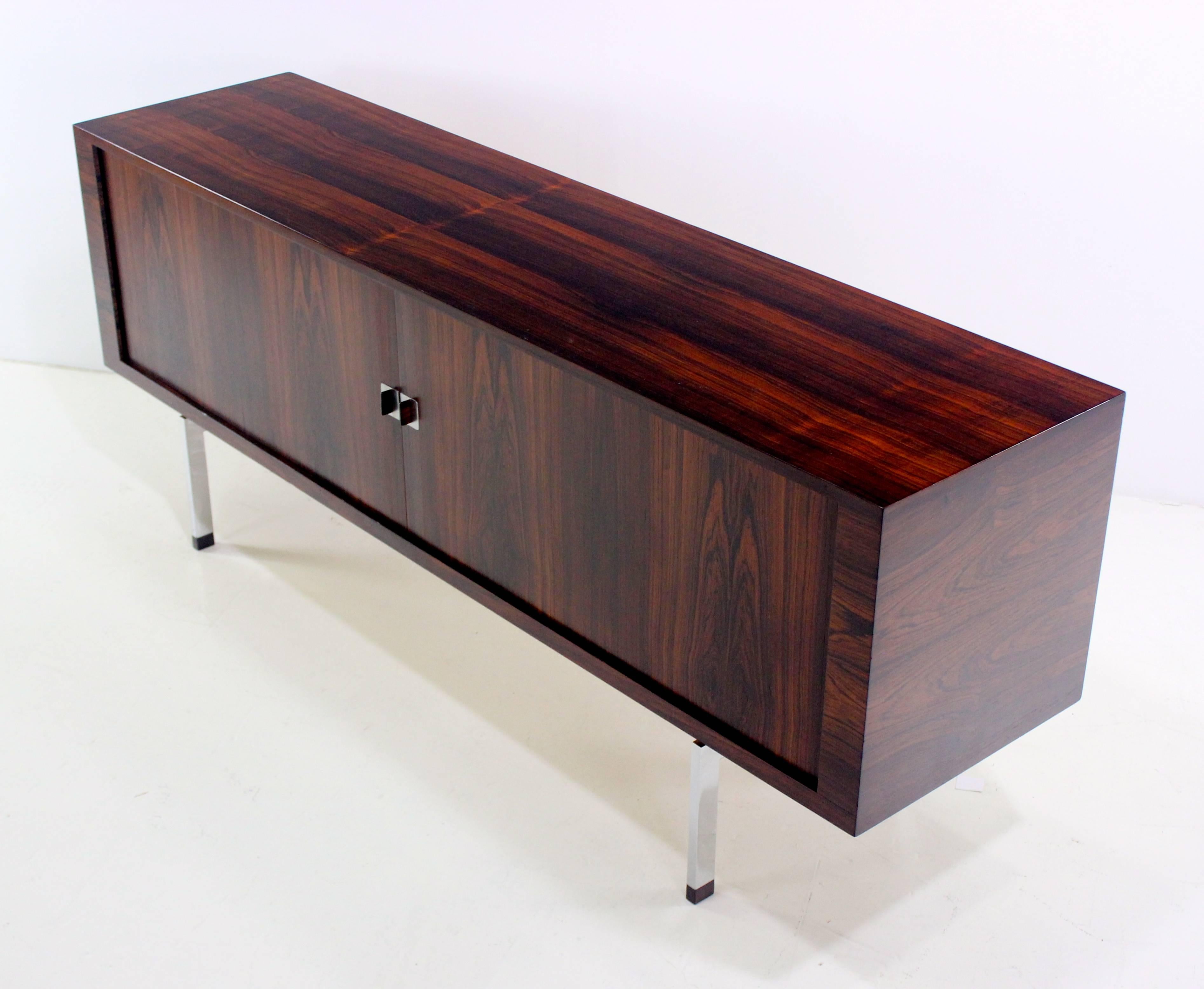 Exceptional Danish Modern Rosewood Tambour Door Credenza Designed by Hans Wegner In Excellent Condition For Sale In Portland, OR