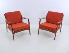 Pair of Extremely Rare Danish Modern "Hans" Teak Armchairs by Niels Kofoed