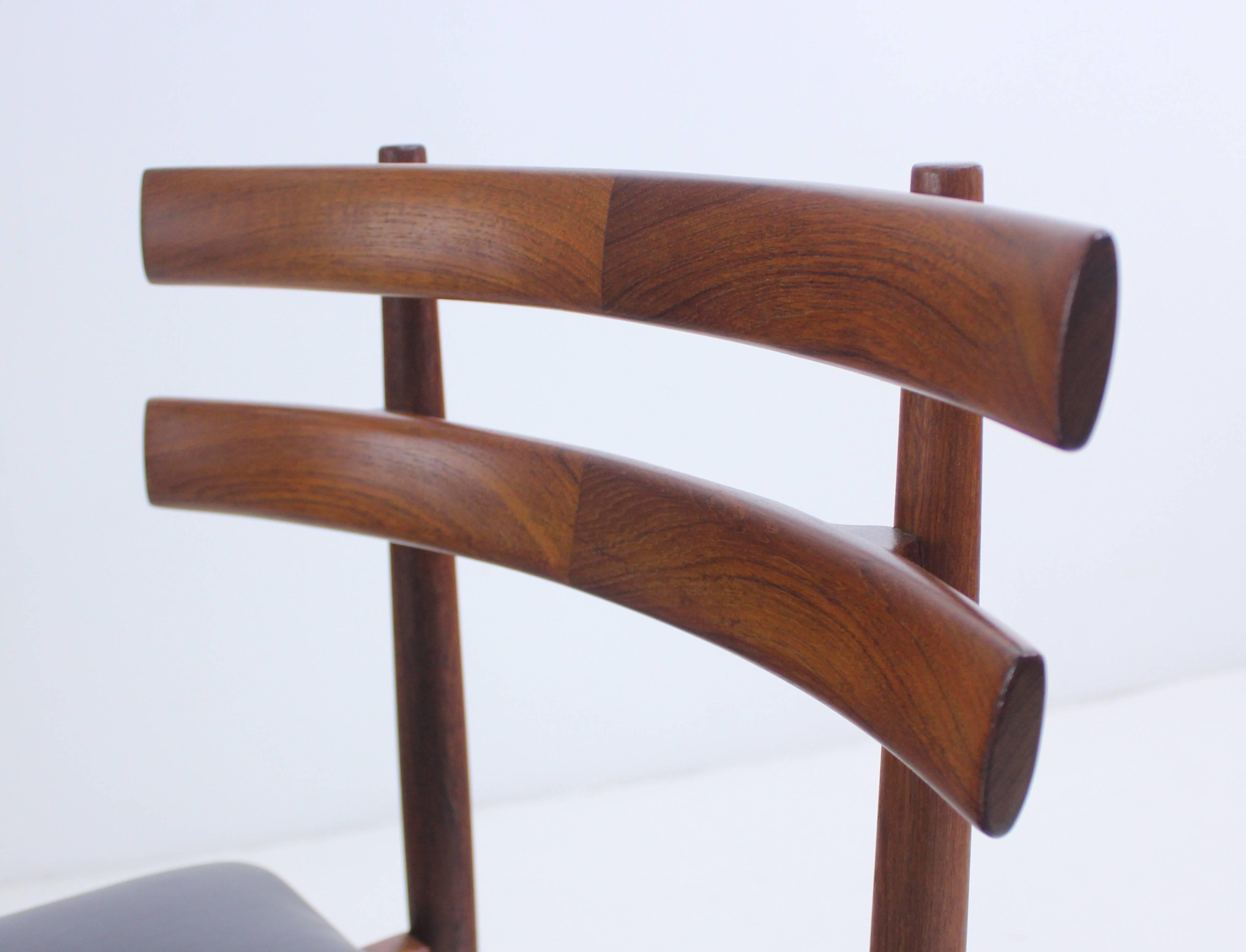 Set of Six Rare Danish Modern Chairs Designed by Poul Hundevad For Sale 3