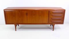 Danish Modern Teak Credenza with Tambour Doors Designed by Ib Kofod-Larsen