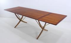 Danish Modern Six Chair Drop Leaf Dining Set Designed by Hans Wegner
