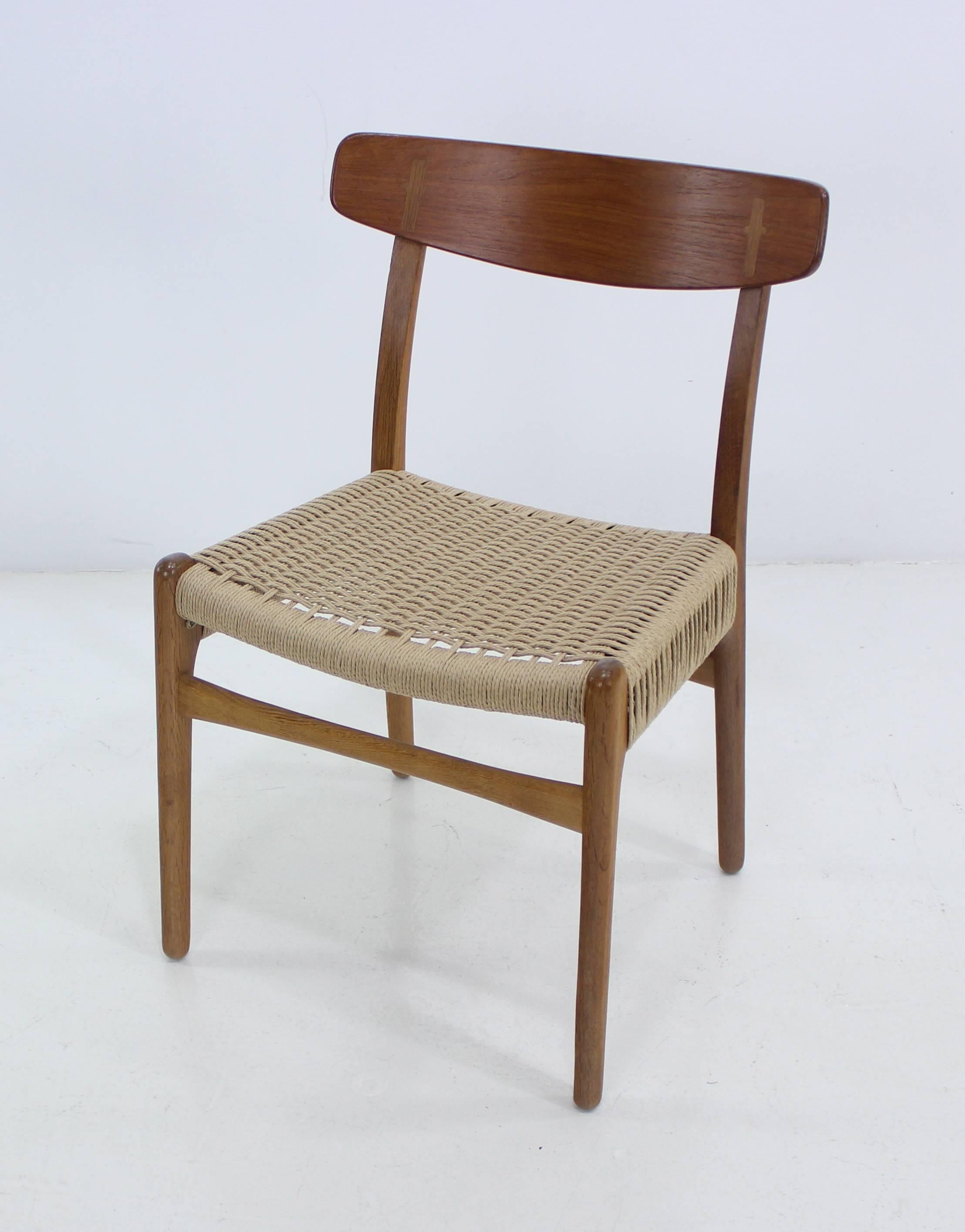 Danish Modern Six Chair Drop Leaf Dining Set Designed by Hans Wegner For Sale 2