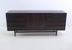 Danish Modern Rosewood Dresser or Credenza with Tambour Doors by Falster