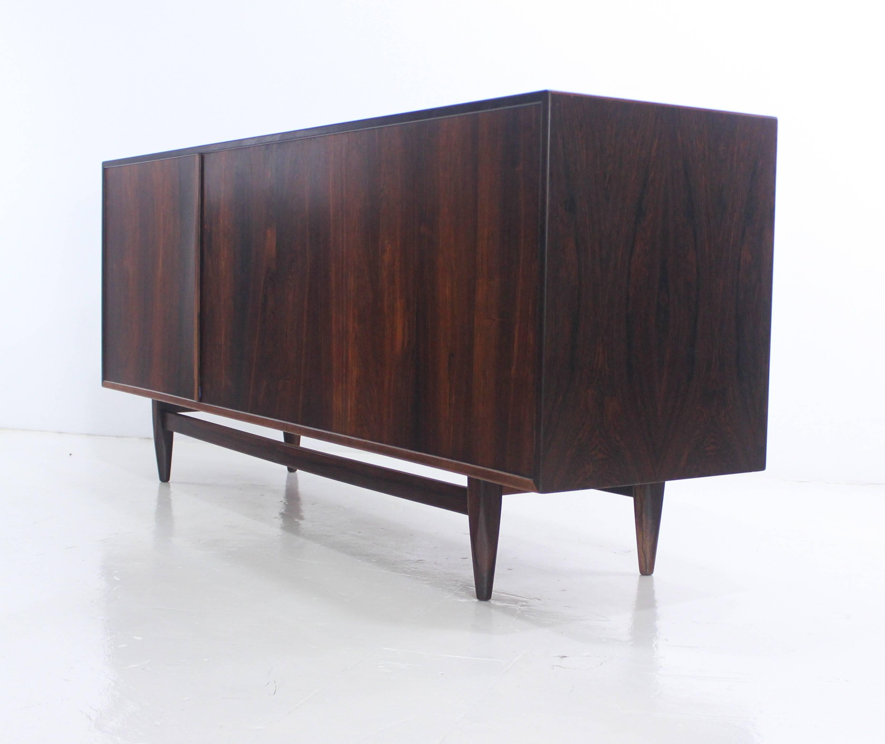 Danish Modern Rosewood Dresser or Credenza with Tambour Doors by Falster For Sale 2
